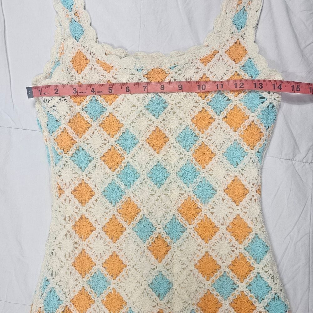 Entro Colorful Crochet Knit Sleeveless Mini Dress Women's Size‎ Small - Picture 10 of 13